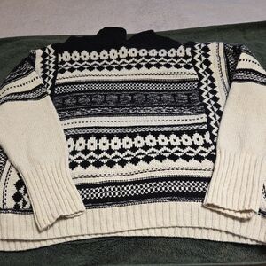 Womens Chaps Black and Cream Turtleneck Sweater